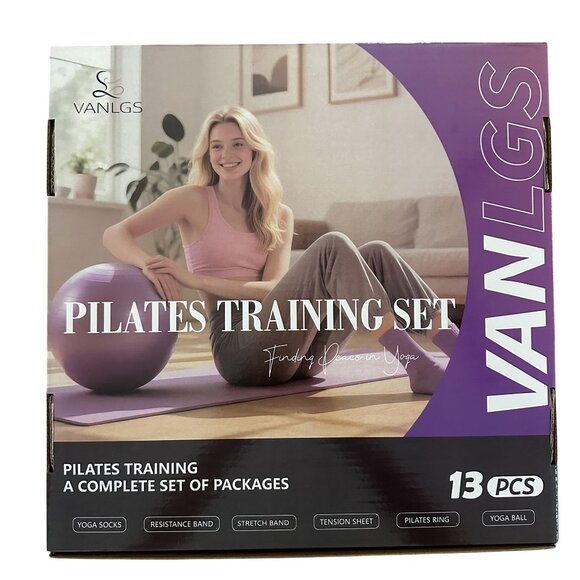 Pilates Kit 13Pcs Home Essentials Workout 13" Ring 10" Ball Resistance Bands - Picture 2 of 2